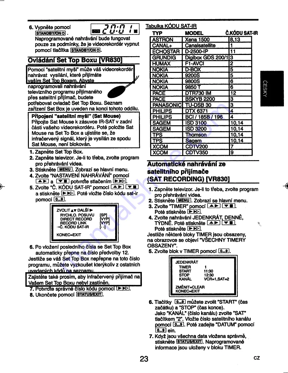 Philips MatchLine VR830/58 (Czech) Uživatelská Příručka Download Page 25