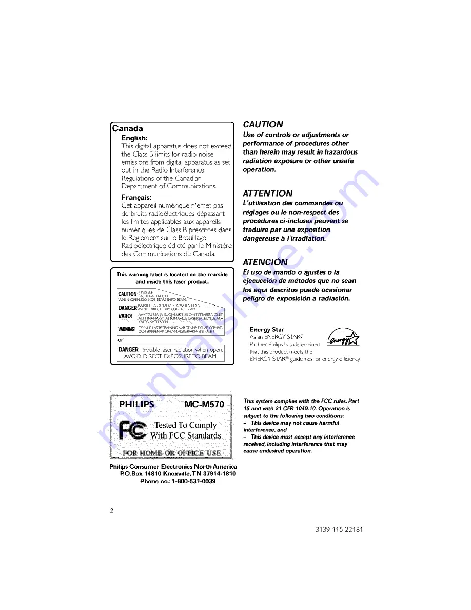 Philips MC-M570 Manual Download Page 2