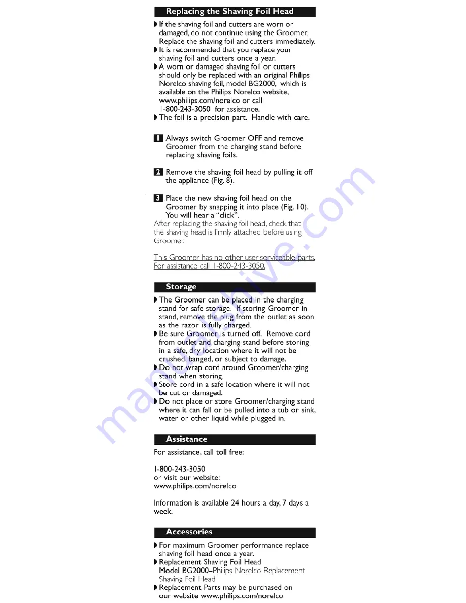 Philips Norelco BG2020 User Manual Download Page 9