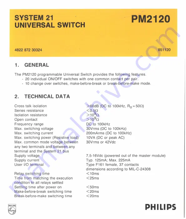 Philips PM2120 Скачать руководство пользователя страница 1