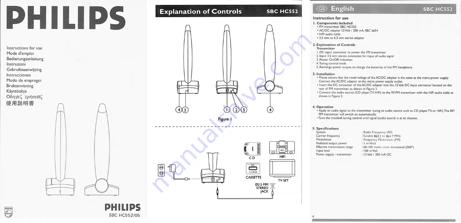 Philips SBCHC552/05 Instructions For Use Download Page 1