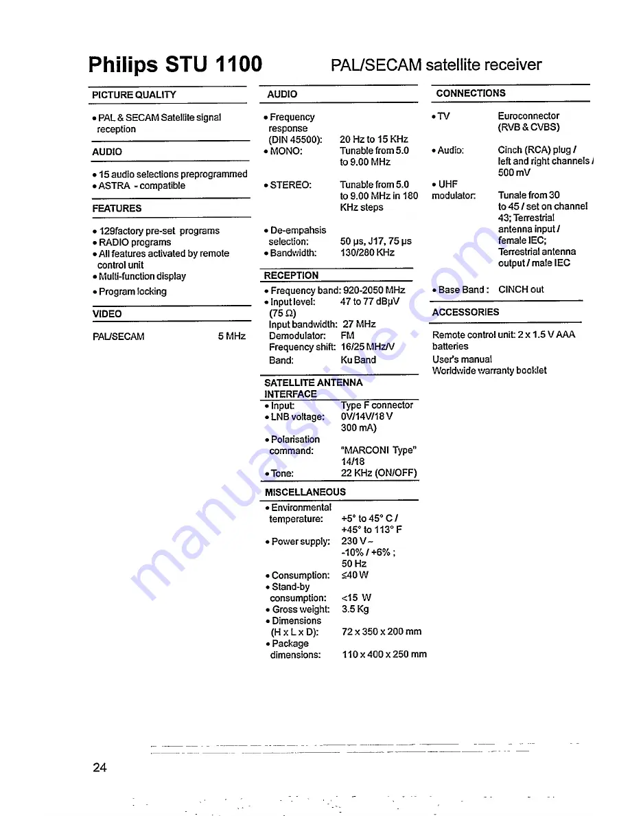 Philips STU 1100 Скачать руководство пользователя страница 26