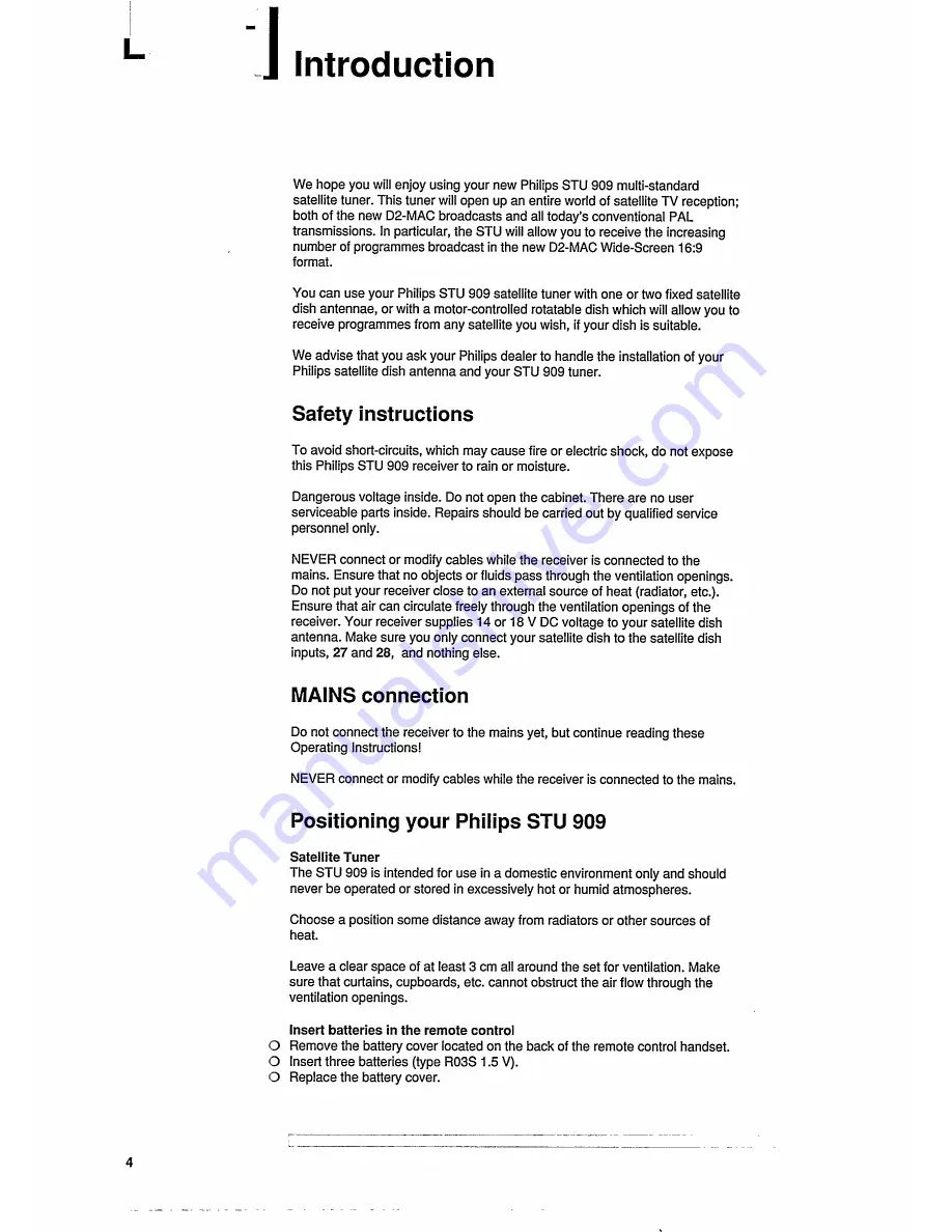 Philips STU 909 Installation Instructions Manual Download Page 4