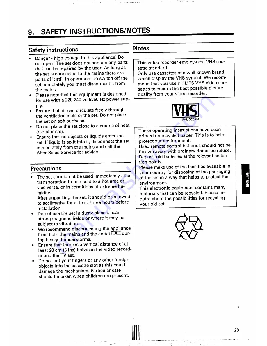 Philips VR 451 Operating Instructions Manual Download Page 25