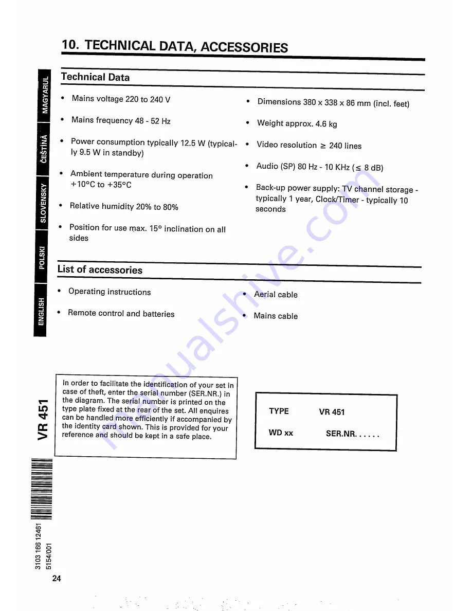 Philips VR 451 Operating Instructions Manual Download Page 26