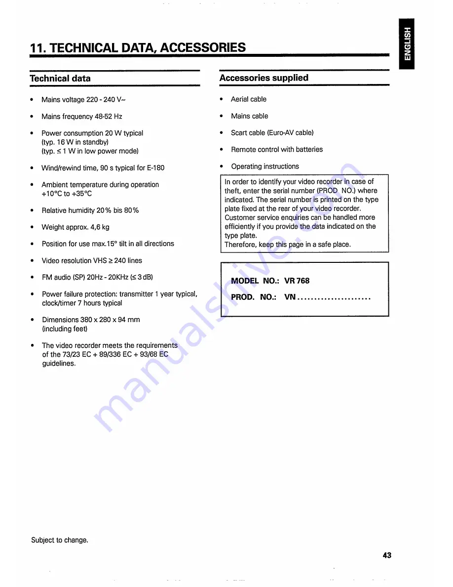 Philips VR 768 Operating Manual Download Page 57