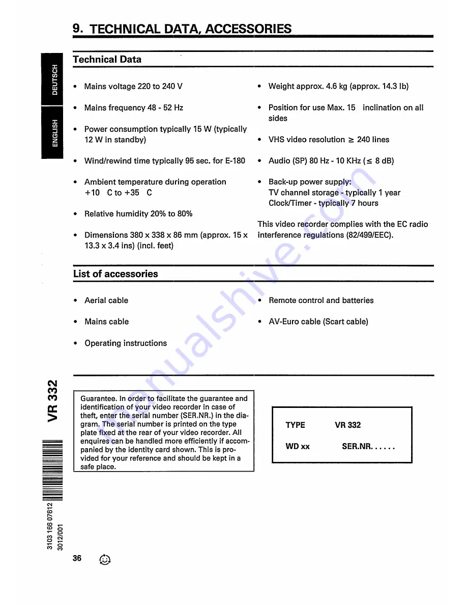 Philips VR332 Operating Instructions Manual Download Page 38