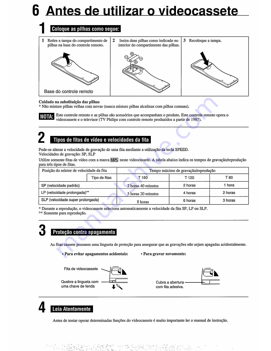 Philips VR354 (Portuguese) Owner'S Manual Download Page 6