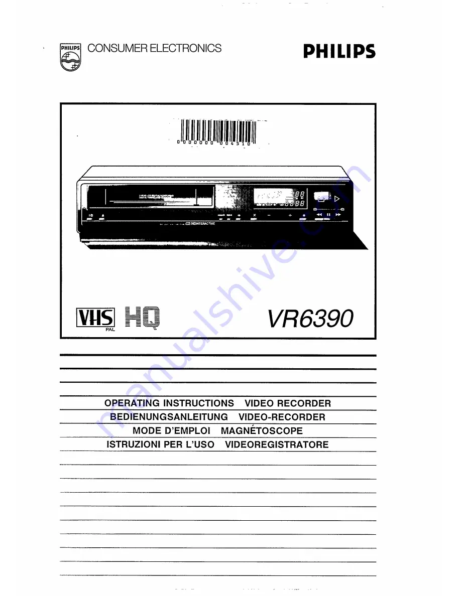 Philips VR6390 Operating Instructions Manual Download Page 1