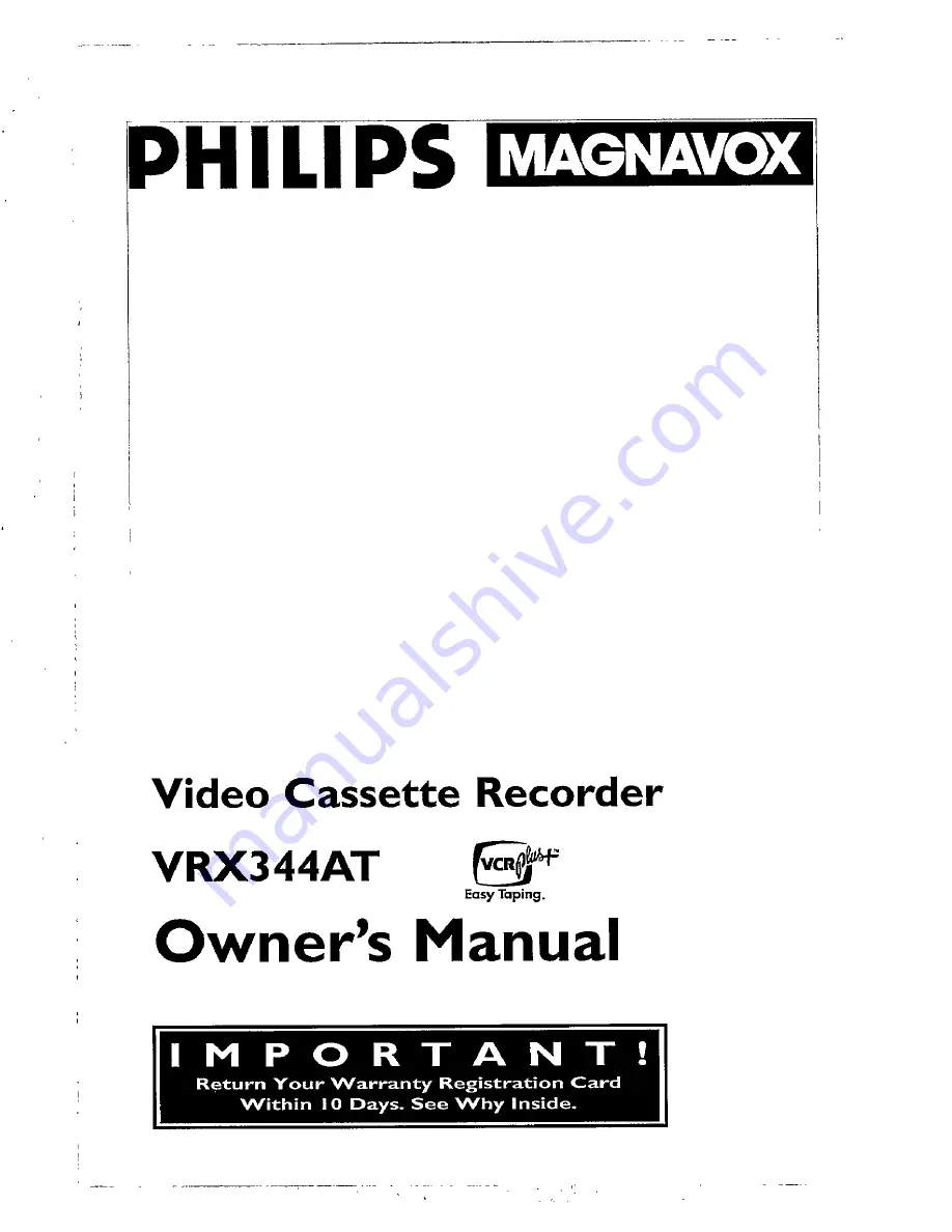 Philips VRX344AT Owner'S Manual Download Page 1