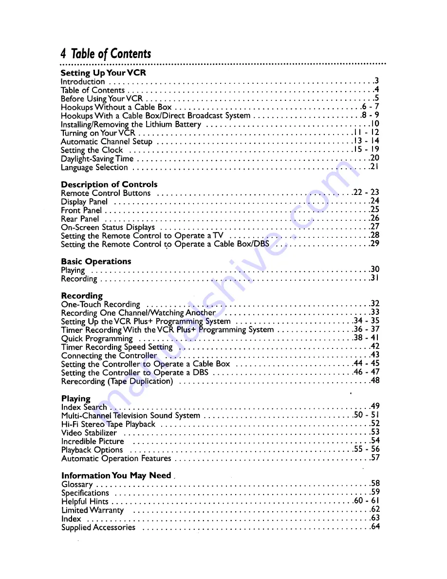 Philips VRZ464AT Owner'S Manual Download Page 4