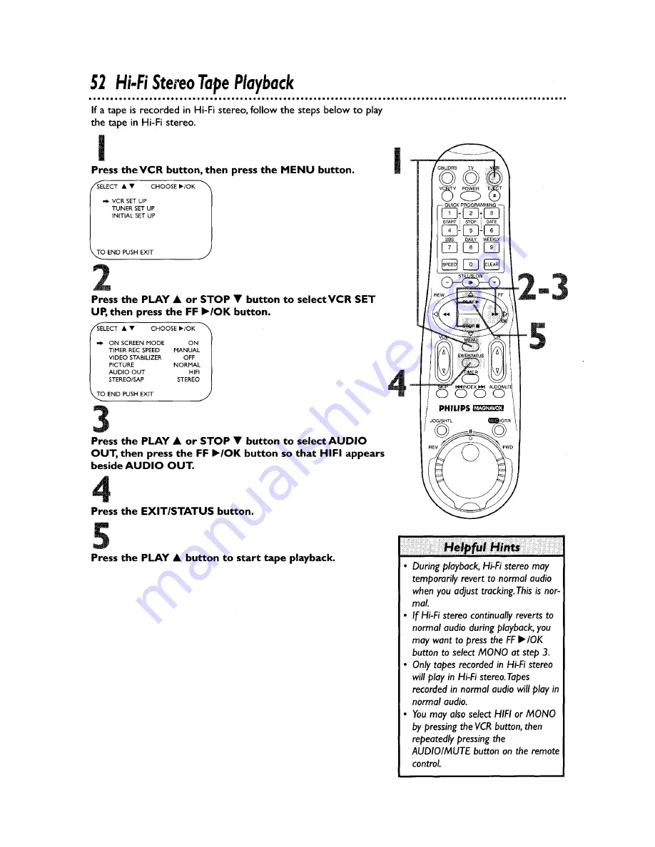 Philips VRZ464AT Owner'S Manual Download Page 52