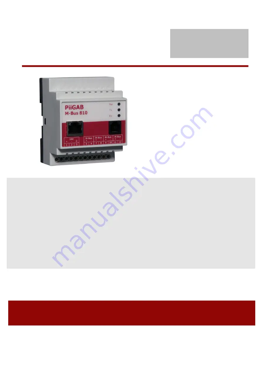 PiiGAB M-Bus 810 User Manual Download Page 1