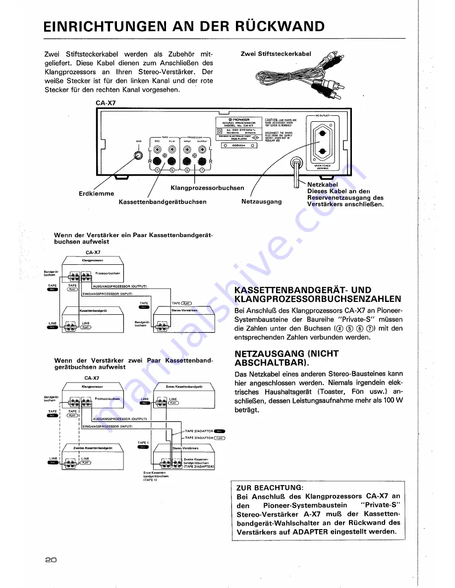 Pioneer CA-X7 Operating Instructions Manual Download Page 20