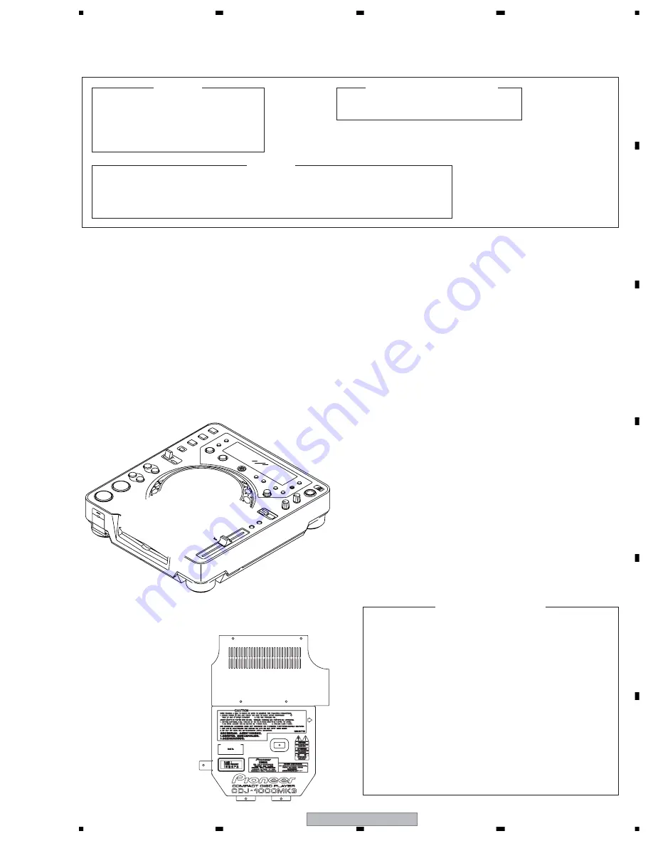 Pioneer CDJ 1000MK3 - Professional CD/MP3 Turntable Service Manual Download Page 3