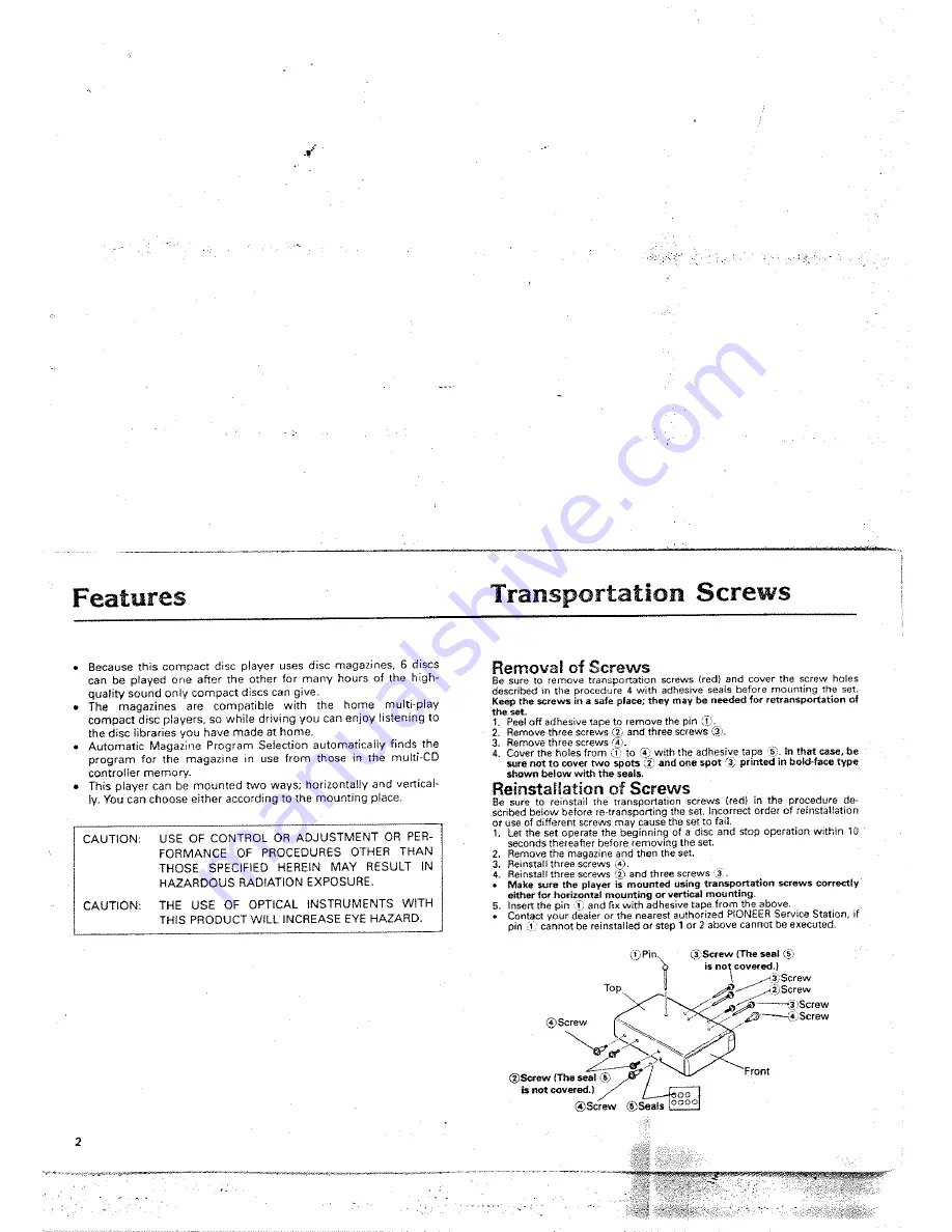 Pioneer CDX-M50 Owner'S Manual Download Page 2