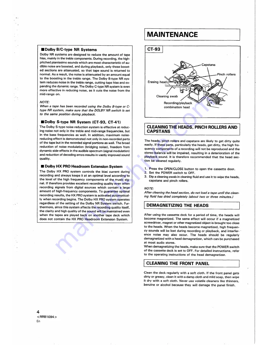 Pioneer CT-41 Operating Instructions Manual Download Page 4