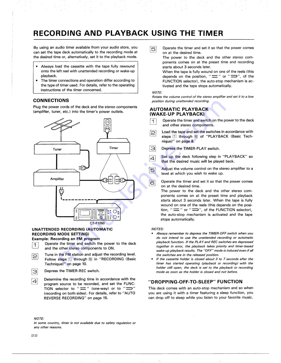 Pioneer CT-F1050 Operating Instructions Manual Download Page 22