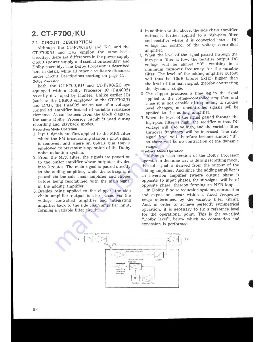 Pioneer CT-F700 Service Manual Download Page 67