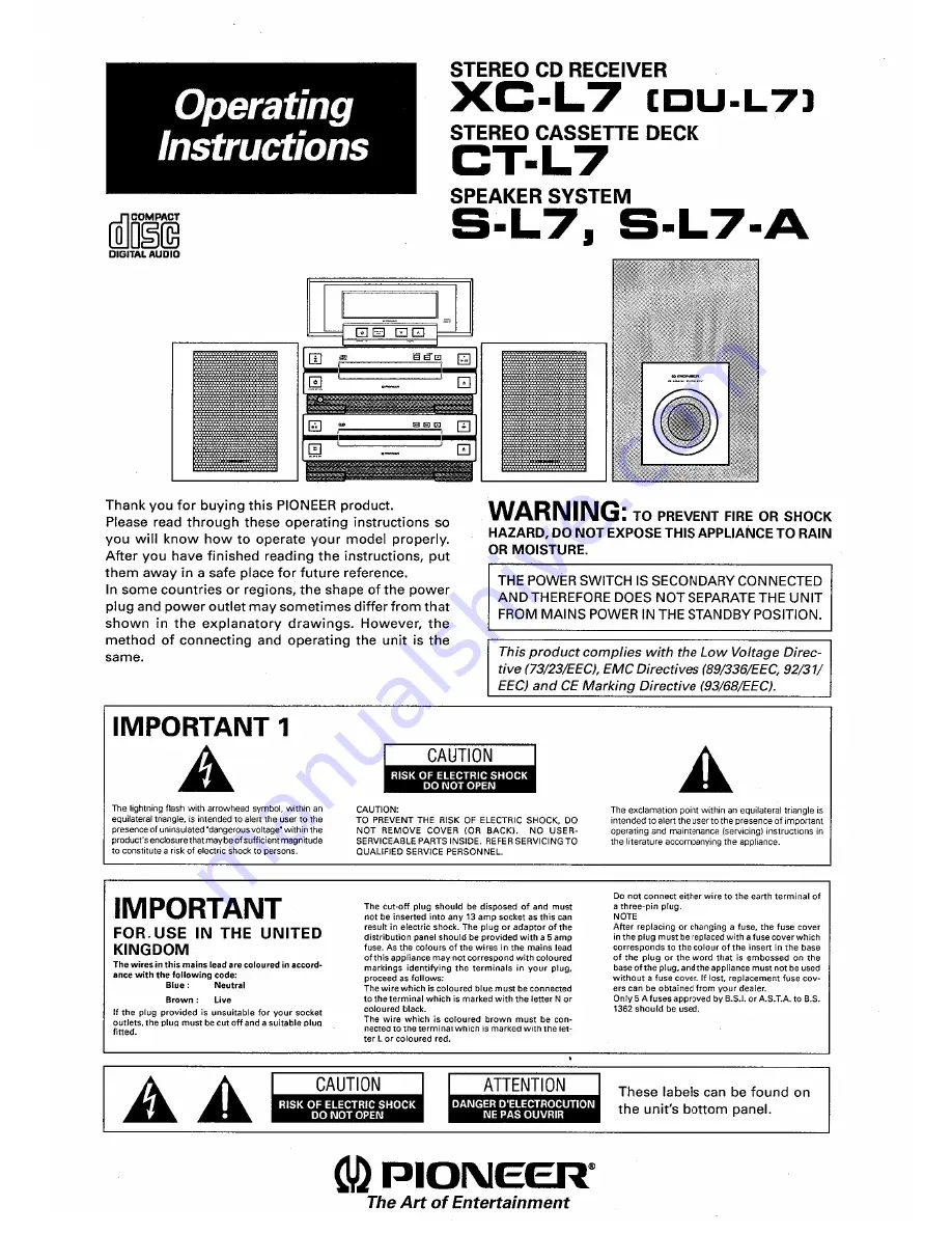 Pioneer CT-L7 Operating Instructions Manual Download Page 1