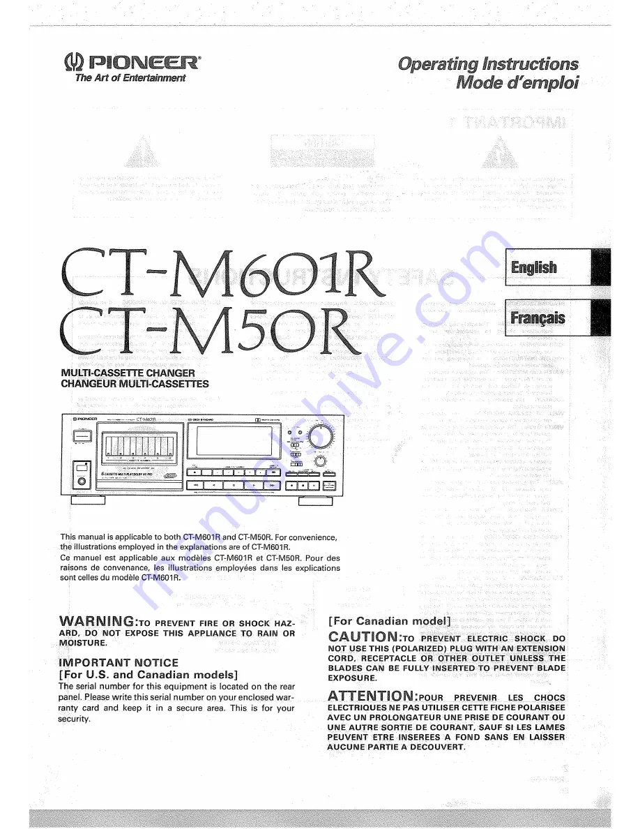 Pioneer CT-M50R Скачать руководство пользователя страница 1