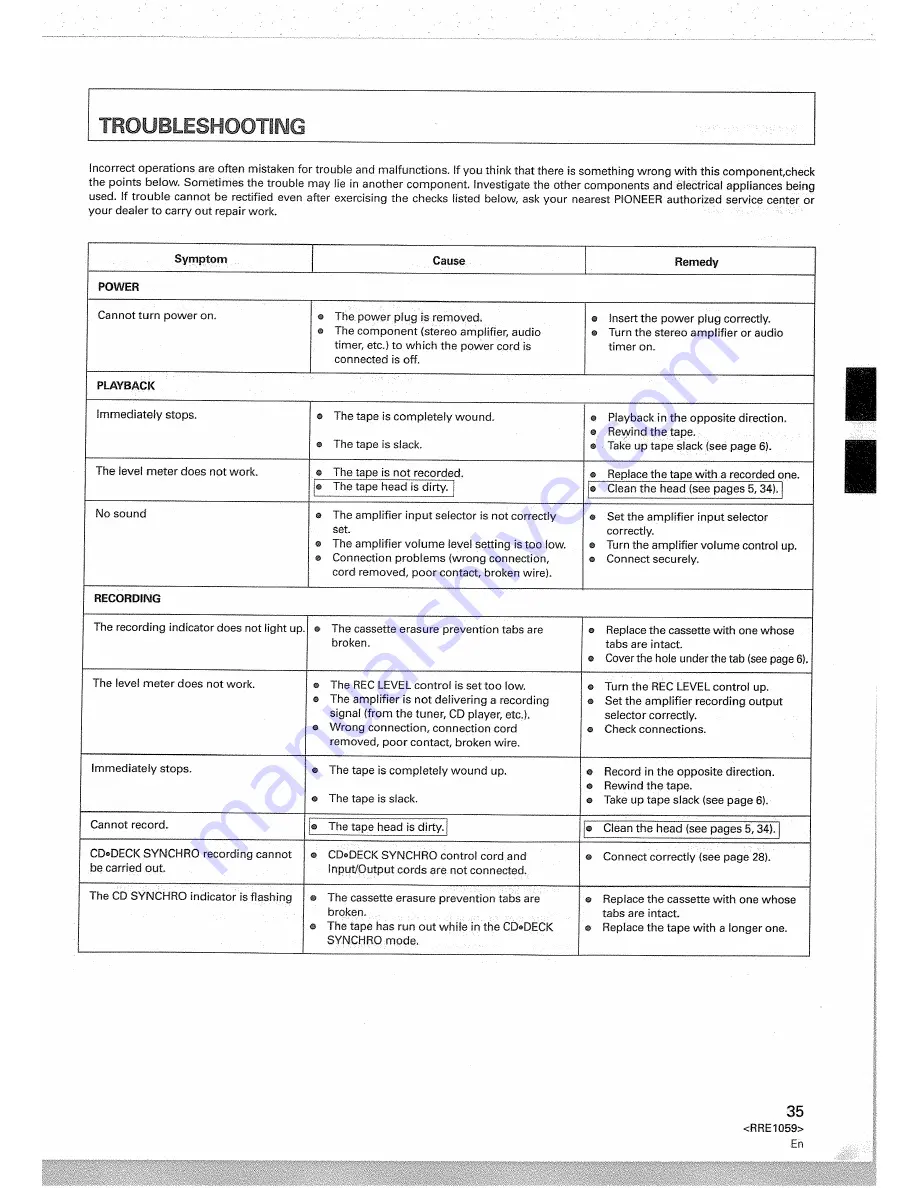 Pioneer CT-M50R Operating Instructions Manual Download Page 35