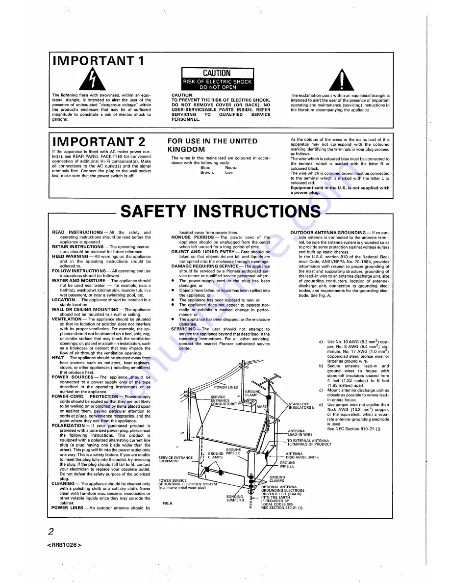 Pioneer CT-S800 Operating Instructions Manual Download Page 2