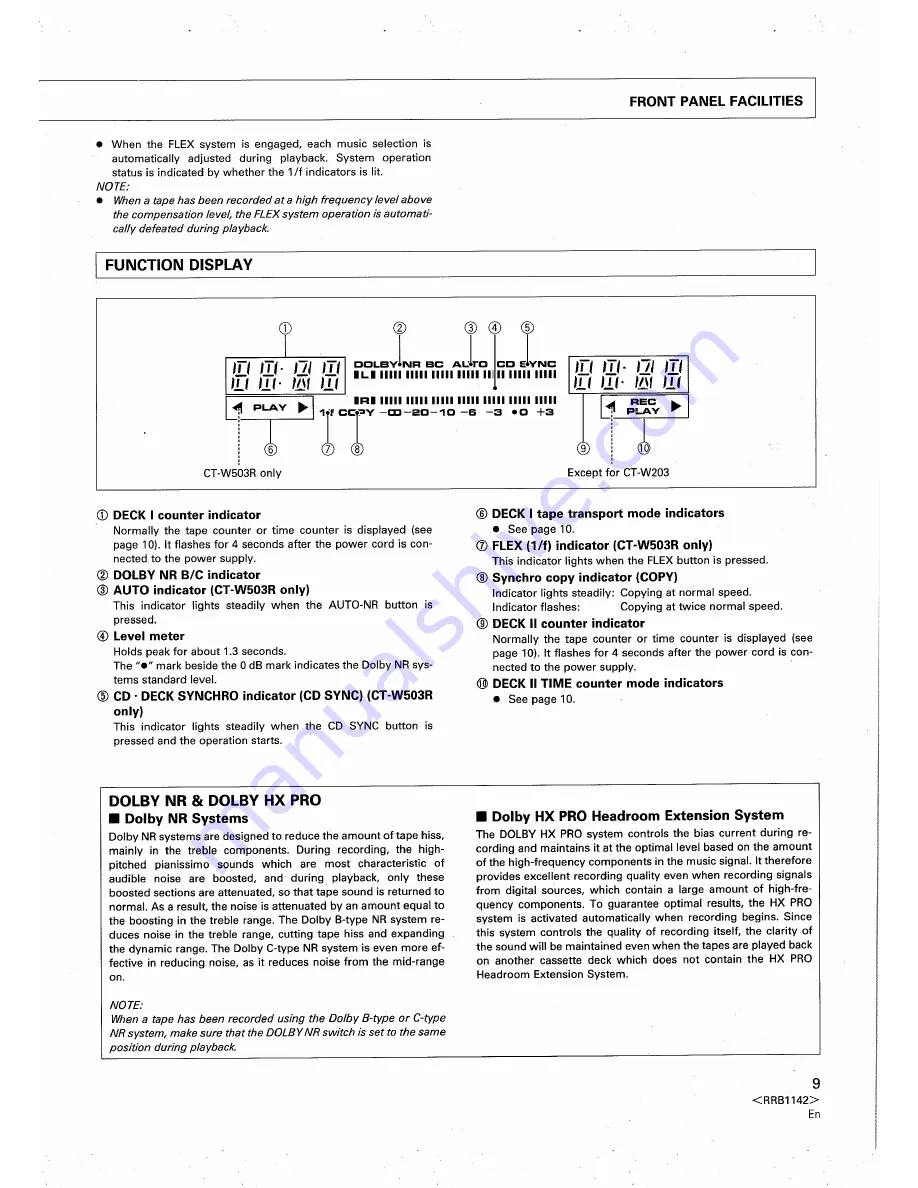 Pioneer CT-W203 Operating Instructionsr Download Page 9