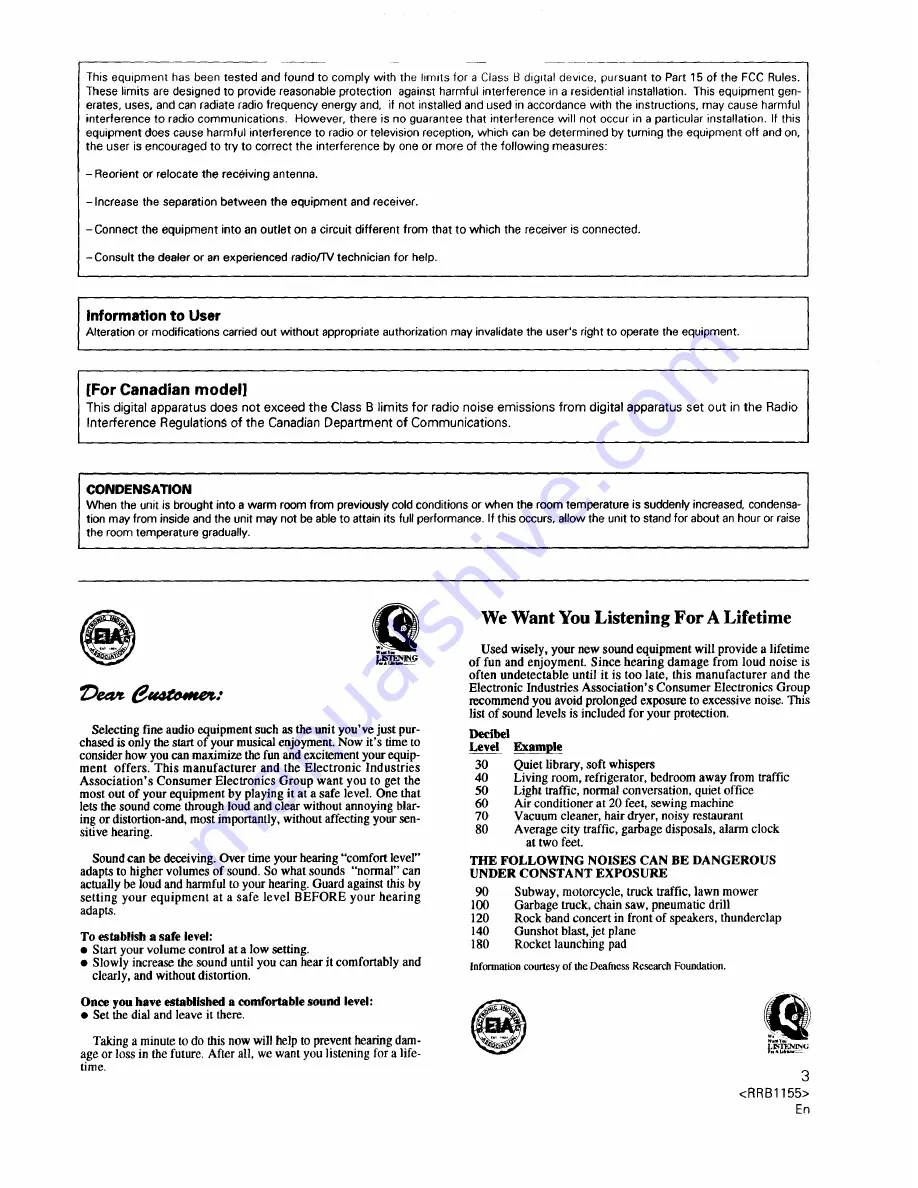 Pioneer CT-W204 Operating Instructions Manual Download Page 3