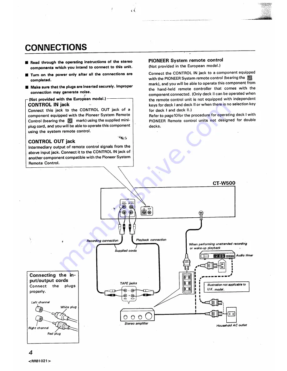 Pioneer CT-W500 Operating Instructions Manual Download Page 4