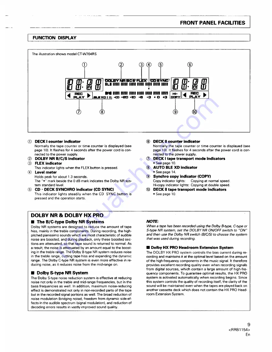 Pioneer CT-W604RS Operating Instructions Manual Download Page 9