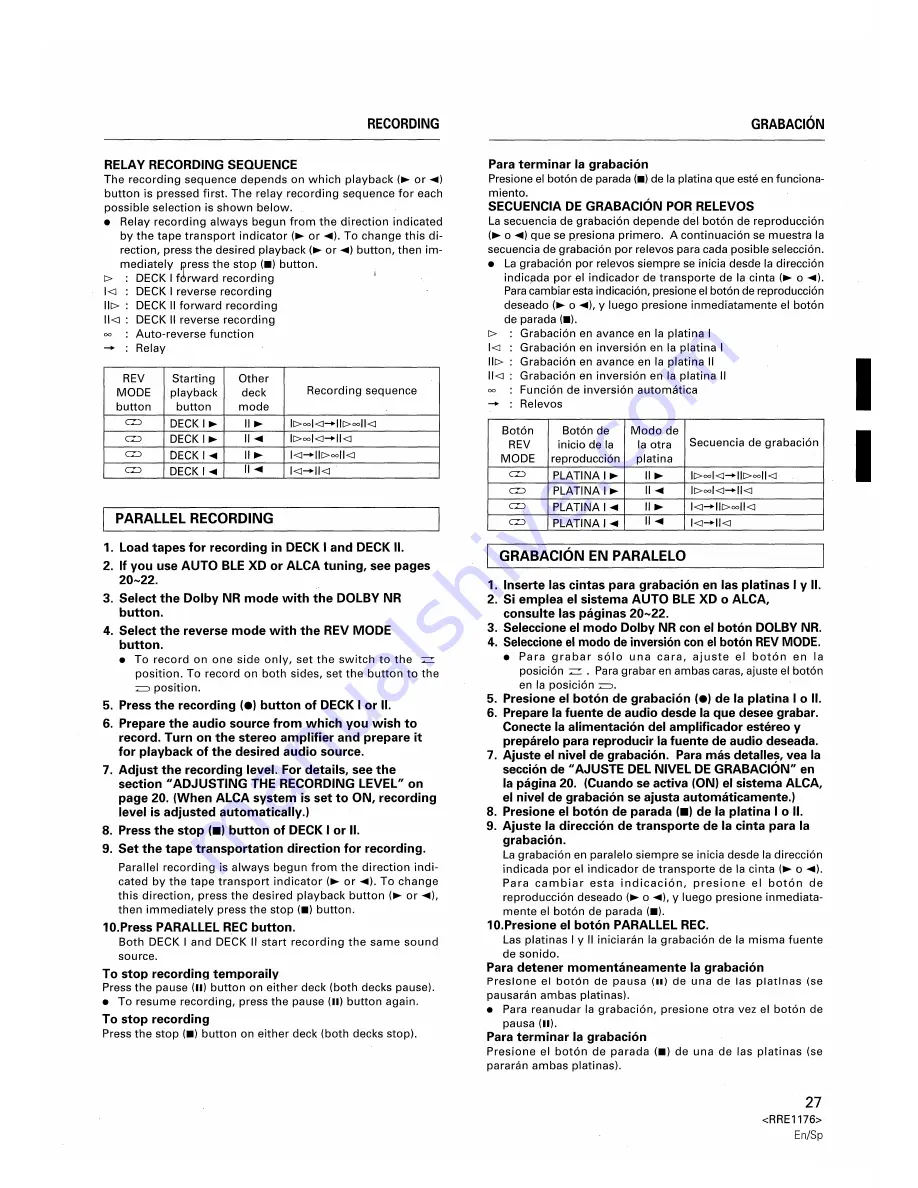 Pioneer CT-W806DR Operating Instructions Manual Download Page 27