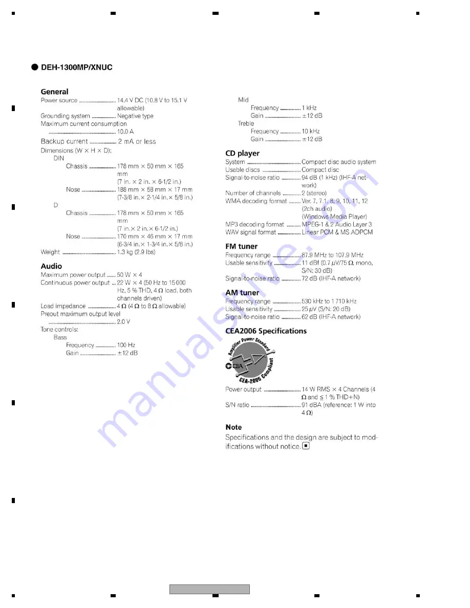 Pioneer DEH-1300MP Service Manual Download Page 8