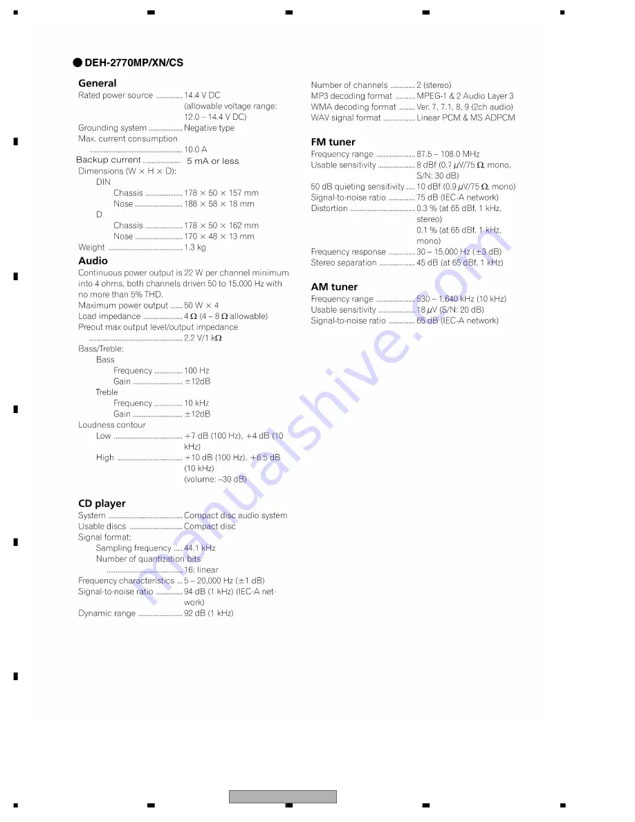 Pioneer DEH-2750MP/XN/GS Service Manual Download Page 6