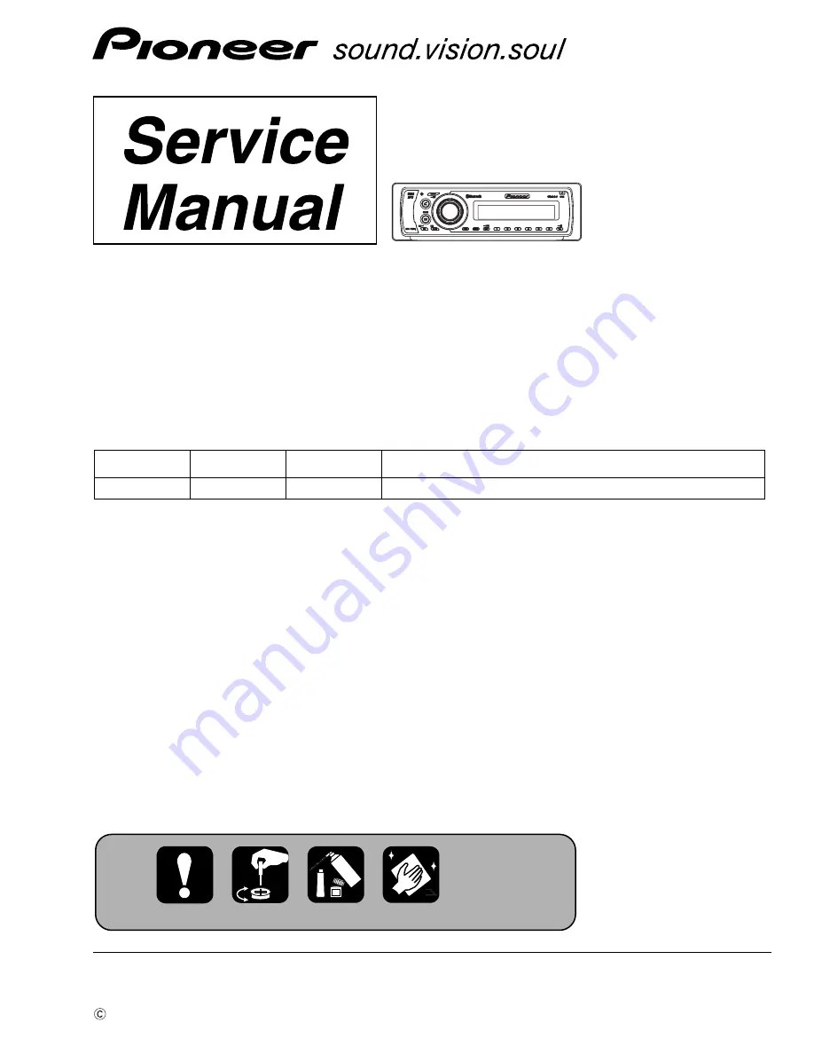 Pioneer DEH-P55BT/XN/EW5 Service Manual Download Page 1