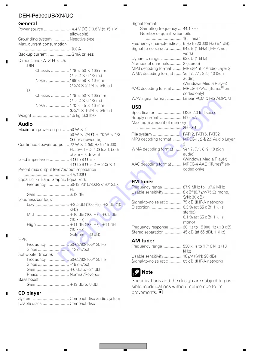 Pioneer DEH-P6900UB/XN/UC Service Manual Download Page 6