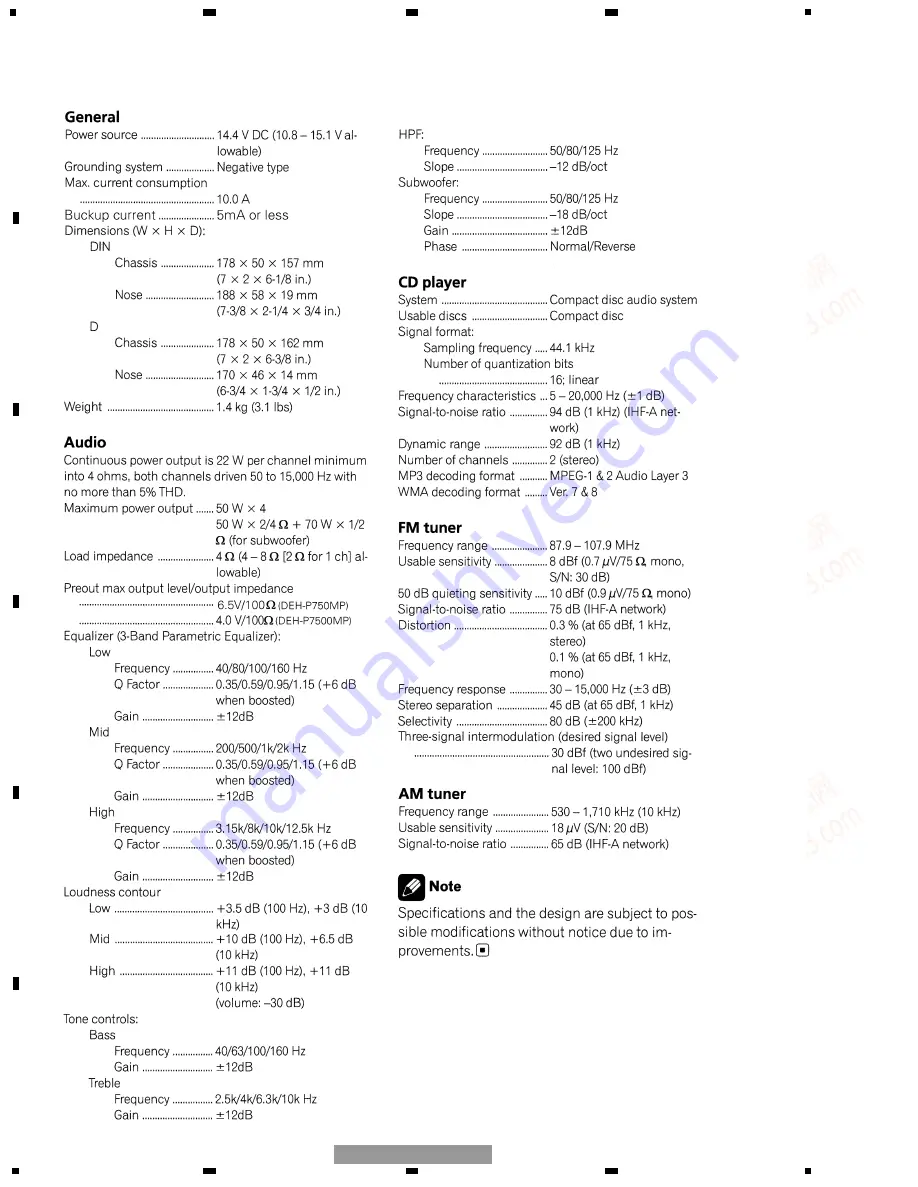 Pioneer DEH-P7500MP Service Manual Download Page 4