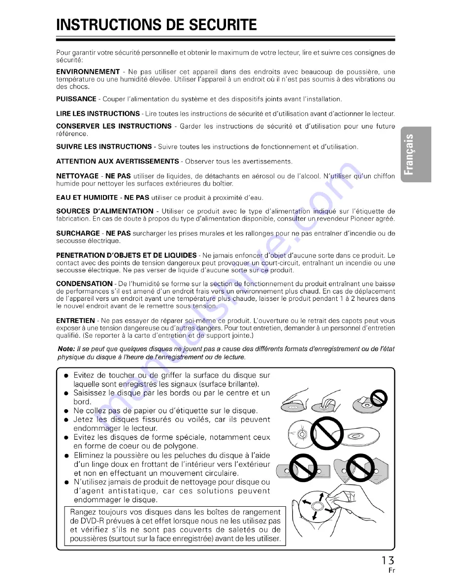 Pioneer DVR-A09XLA Operating Instructions Manual Download Page 13