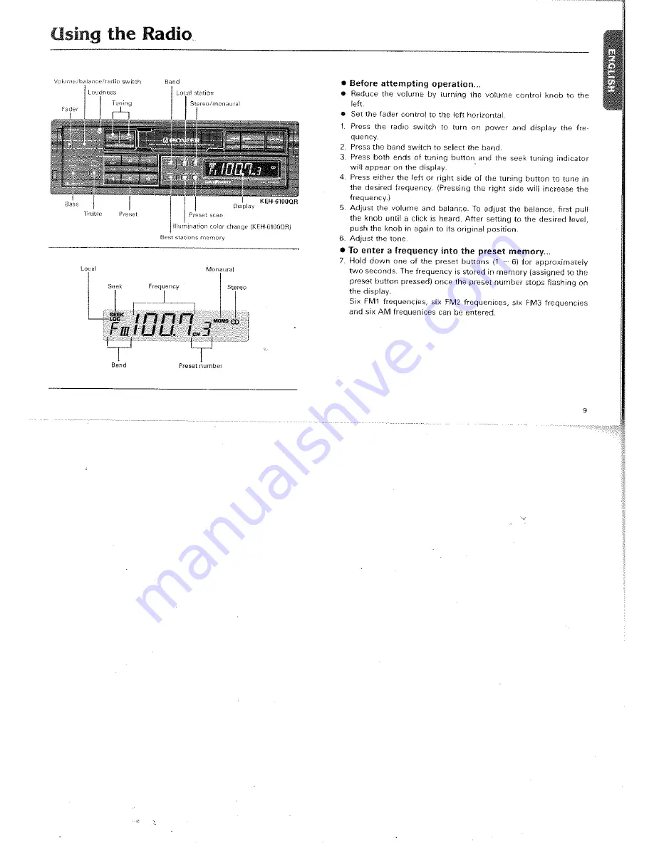 Pioneer KEH-5100QR Owner'S Manual Download Page 9