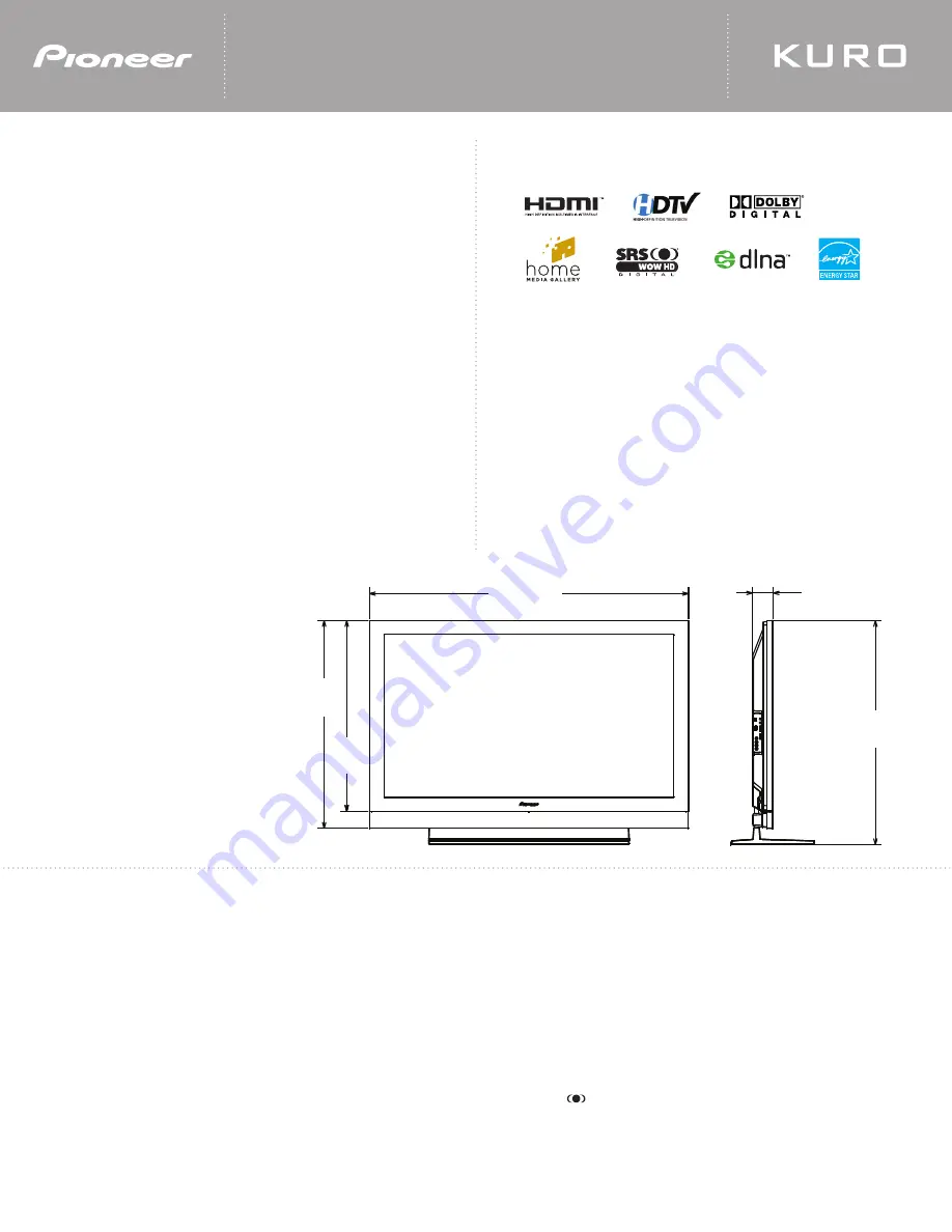 Pioneer KURO PDP 6020FD Specification Sheet Download Page 2