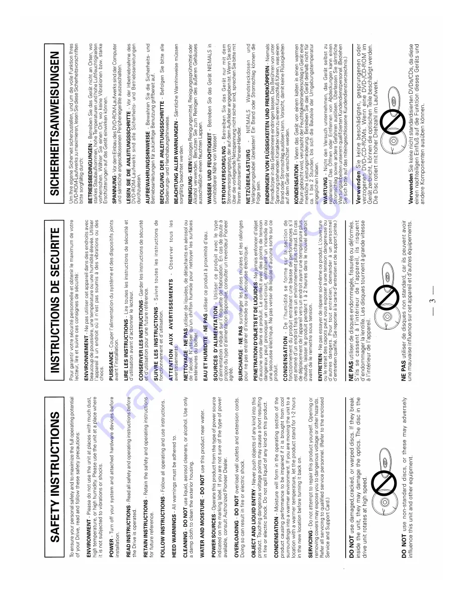 Pioneer LaserMemory DVD-303S Operating Instructions Manual Download Page 3