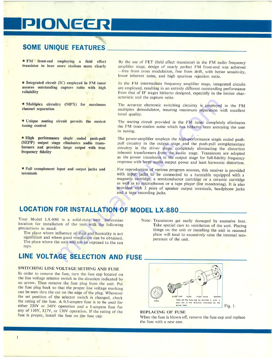 Pioneer LX-880 Installation, Operating And Service Manual Download Page 2