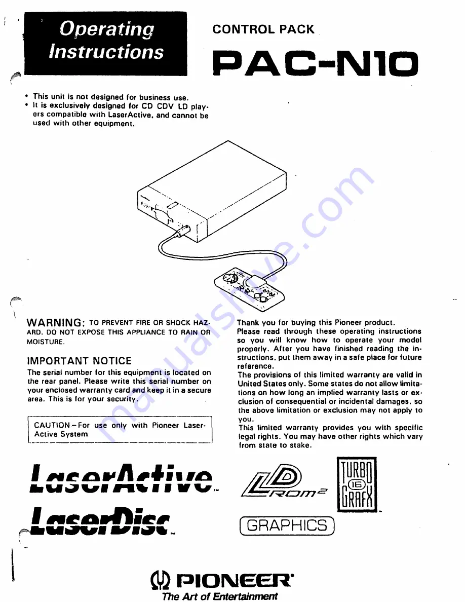 Pioneer PAC-N10 Operating Instructions Manual Download Page 1