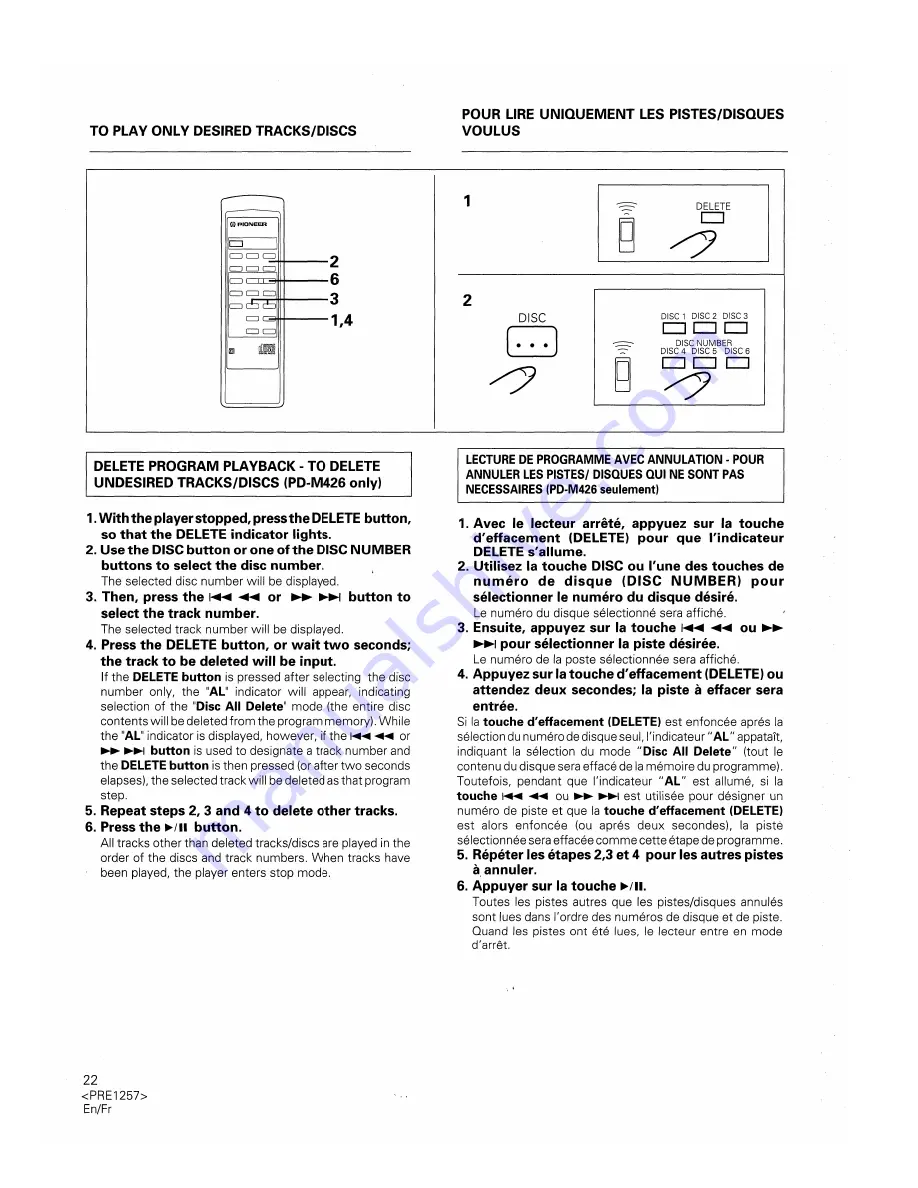 Pioneer PD-M406 Operating Instructions Manual Download Page 22