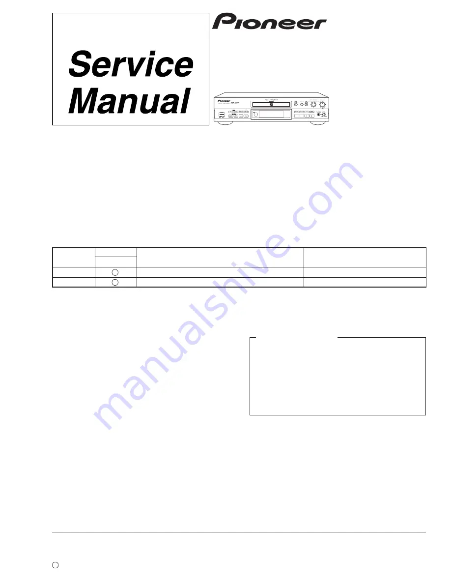 Pioneer PD-R555RW Service Manual Download Page 1