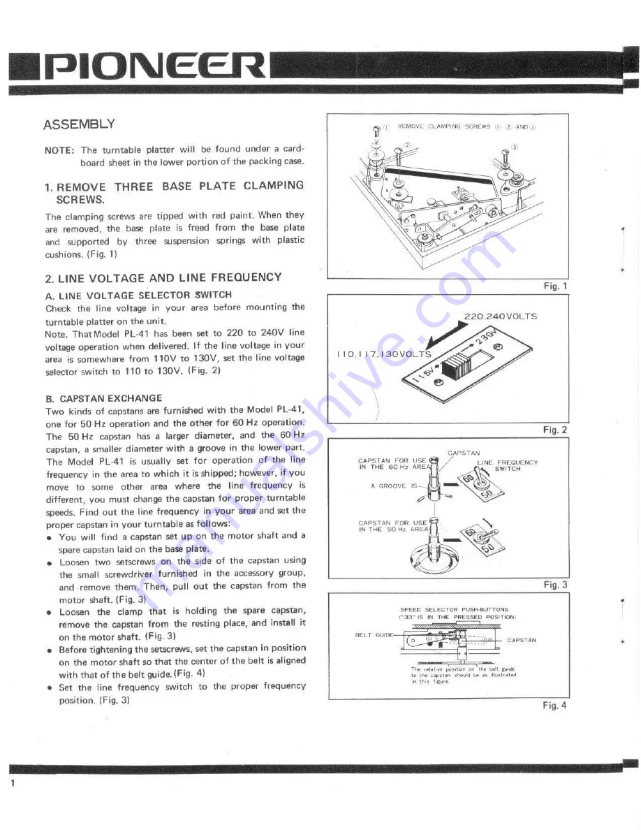 Pioneer PL-41 Operating Instructions Manual Download Page 5