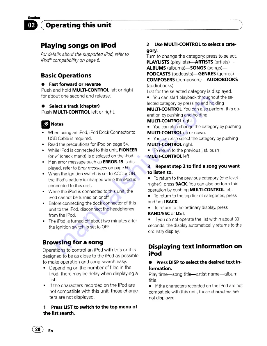 Pioneer Premier DEH-P4000UB Operation Manual Download Page 20