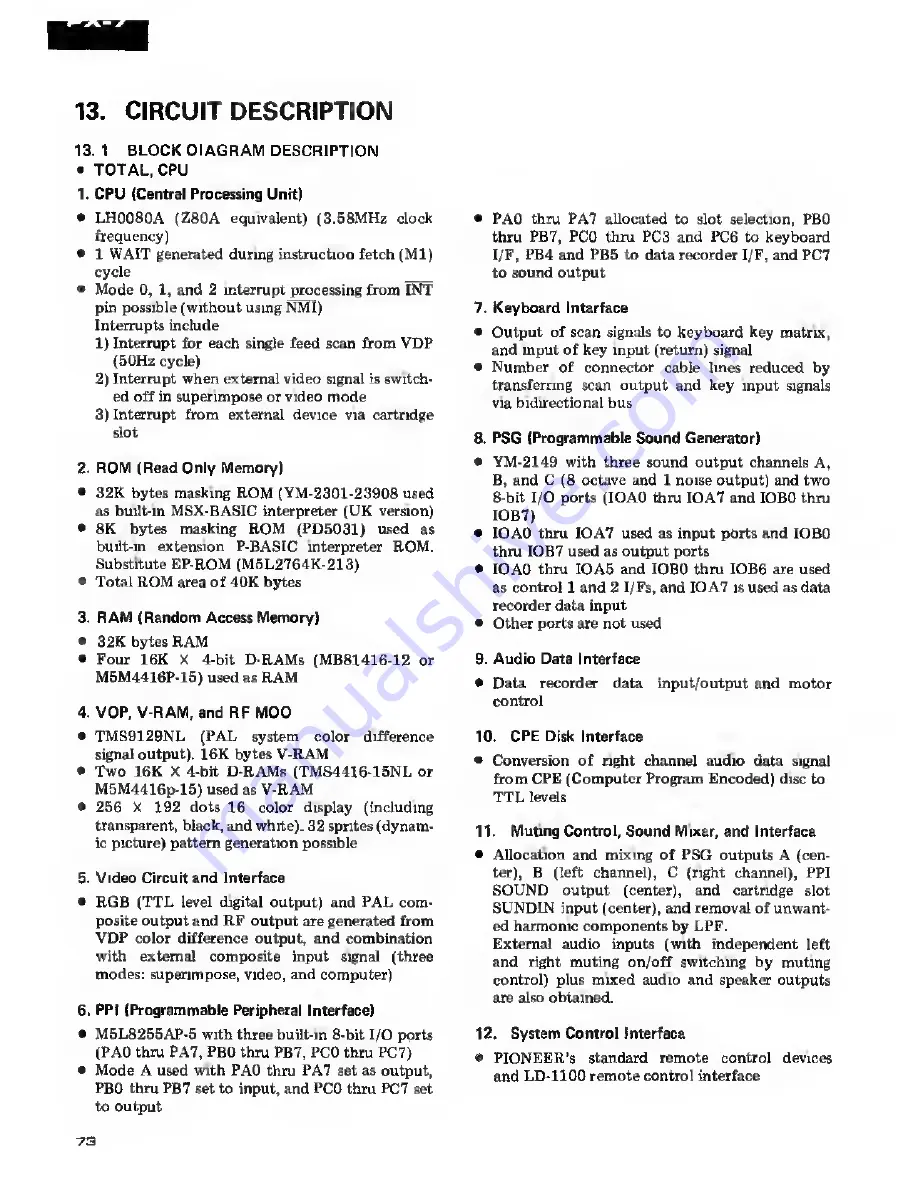 Pioneer PX-7 Service Manual Download Page 73