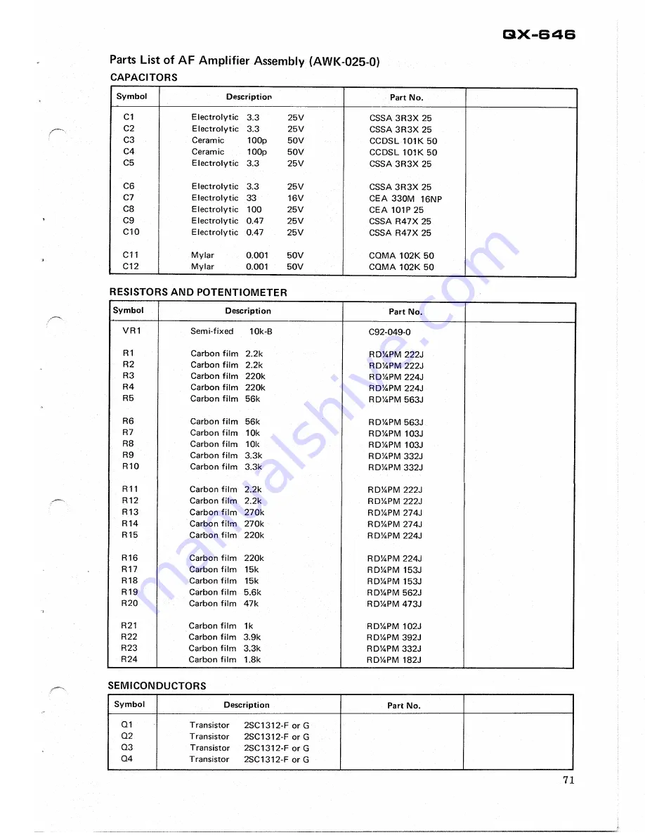 Pioneer QX-646 Service Manual Download Page 63