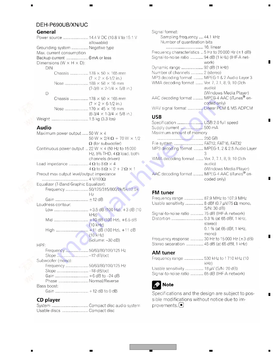 Pioneer Super Tuner IIID DEH-P6900UB Service Manual Download Page 5